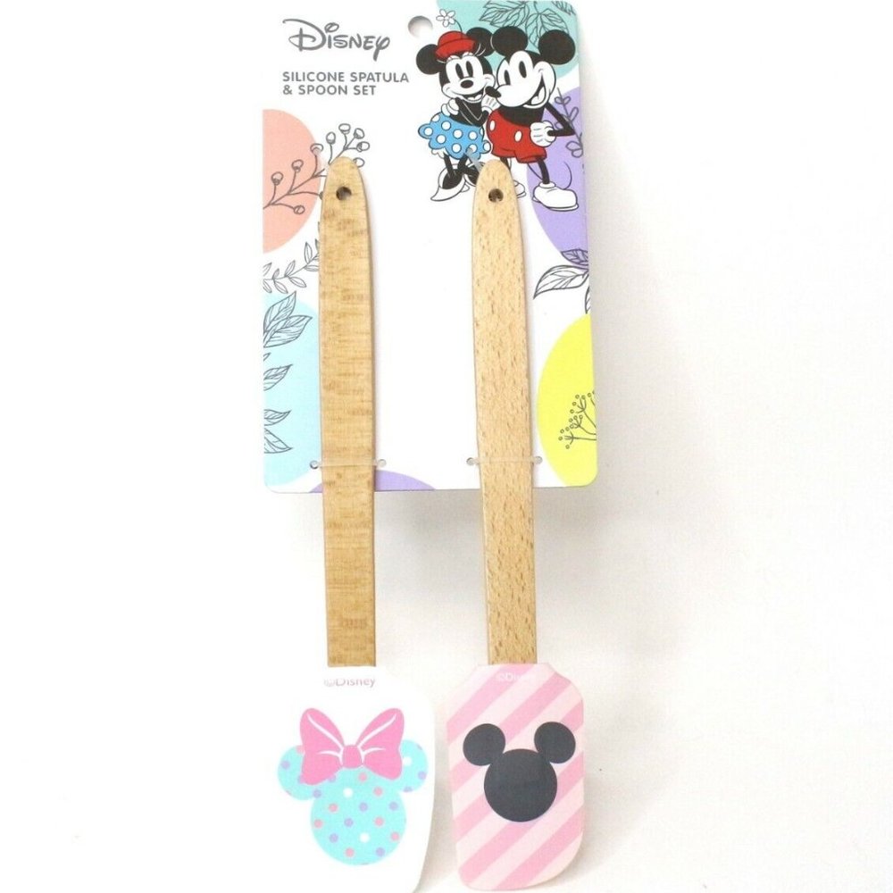Disney Mickey Mouse Silicone Spatula And Spoon Set New 2 Pack